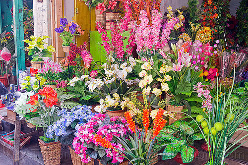 colorful artificial flowers - jogjakarta (java), artificial flowers, fake flowers, flower shop