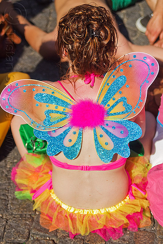 colorful fairy costume, butterfly costume, butterfly wings, colorful, fairy costume, gay pride, glittery, woman