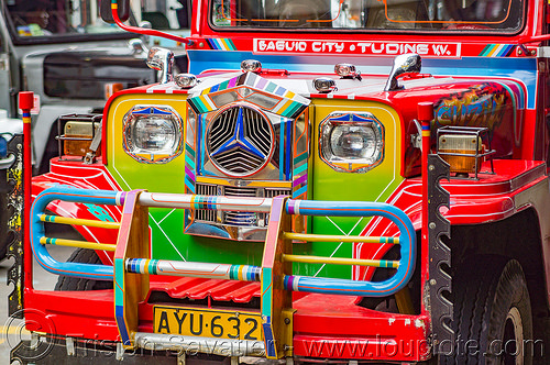 colorful jeepney front grill (philippines), baguio, colorful, decorated, front grill, jeepneys, painted, truck