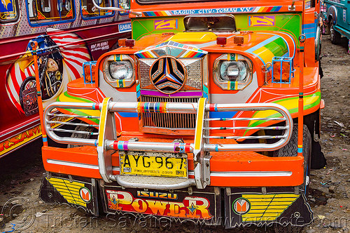 colorful jeepney - front grill (philippines), baguio, colorful, decorated, front grill, jeepneys, painted, truck