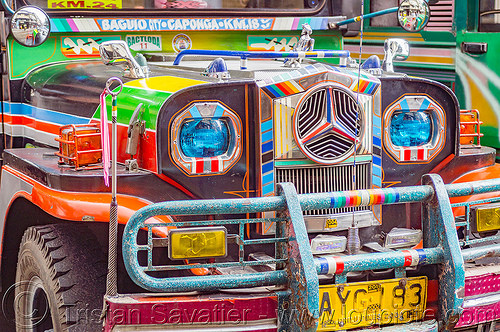 colorful jeepney (philippines), baguio, colorful, decorated, front grill, jeepneys, painted, truck