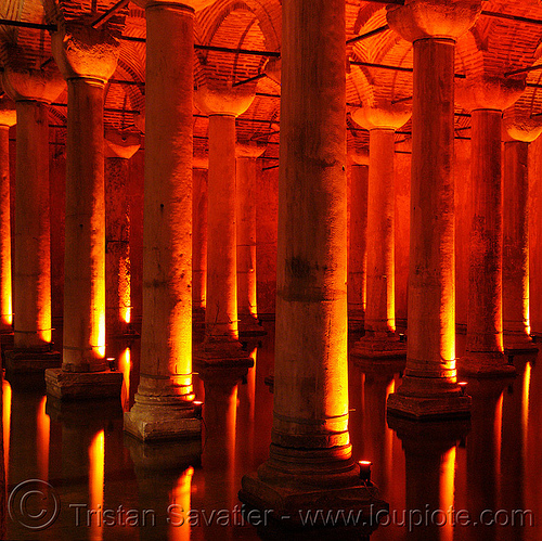 columns - basilica cistern (istanbul), basilica cistern, columns, sultanahmet, vaulted, vaults, yerebatan sarayı, yerebatan sarnıcı