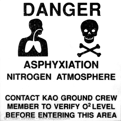 danger asphyxiation nitrogen atmosphere, asphyxiation, atmosphere, crossbones, danger, dangerous, death, hazard sign, kao, nasa, nitrogen, o2, yurisnight