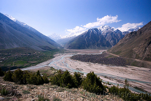 darcha - manali to leh road (india), confluence, darcha, ladakh, landscape, mountain river, mountains, riverbed, valley