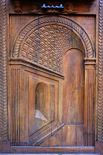 door in the door (paris, france), carved, closed, door, panel, relief, trompe l'oeil, wood