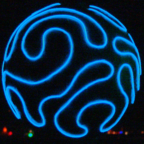 electro-luminescent wire - el-wire, blue, burning man at night, el-wire, glowing