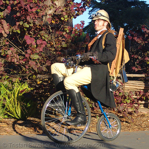 english man on velocipede (san francisco), bicycle, bike, british, colonial helmet, english man, velocipede