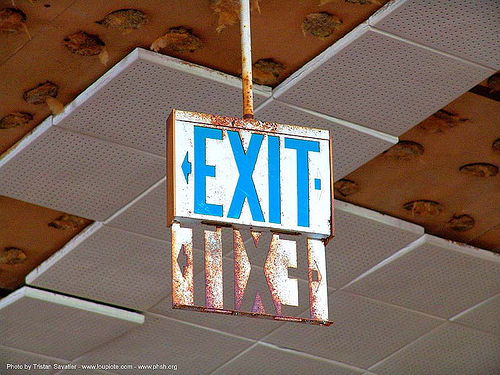 exit - exit sign - abandoned hospital (presidio, san francisco), abandoned building, abandoned hospital, graffiti, presidio hospital, presidio landmark apartments, trespassing