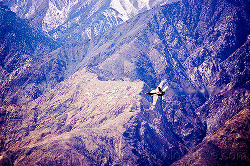 f-18 hornet flying low near mountain, aircraft, army, death valley, f-18 hornet, f/a-18 hornet, fighter jet, fly-by, flying, inyo mountains, low altitude, military plane, saline valley, training, us air force