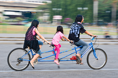family riding triple tandem (jakarta), child, family, girl, jakarta, kid, man, medan merdeka, merdeka square, moving, park, riding, road, tandem bicycle, tandem bike, triple tandem, triplet, woman