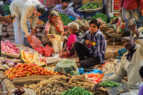 farmers market (india), farmers market, men, produce, stall, street market, street seller, varanasi, vegetables