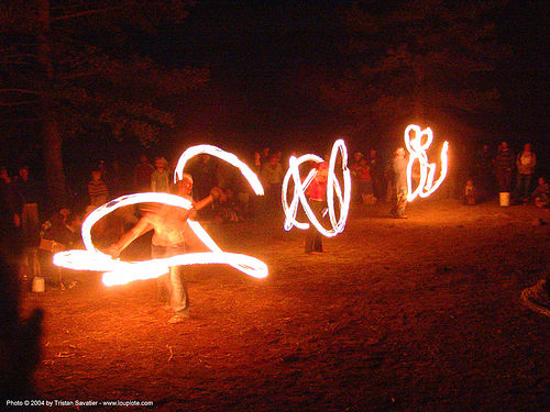 fire-dancers - rainbow gathering - hippie, fire dancer, fire dancing, fire performer, fire poi, fire spinning, hippie, night, spinning fire