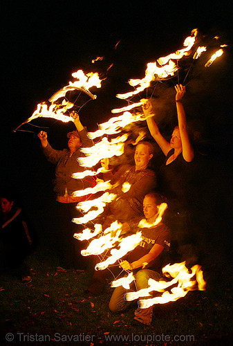 fire dancers (san francisco), fan, fire dancer, fire dancing, fire fans, fire performer, fire spinning, night, spinning fire