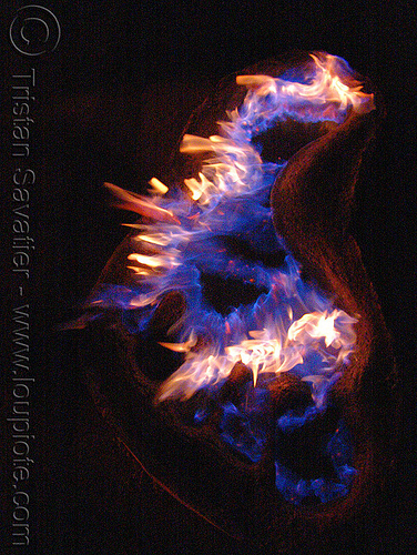 flaming footprint art installation by dan das mann & karen cusolito, art installation, burning, fire art