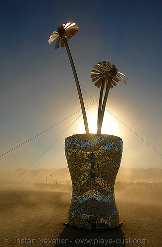 flower pot - burning man 2006, art installation, flower pot, flowers, perhaps, rob buchholz