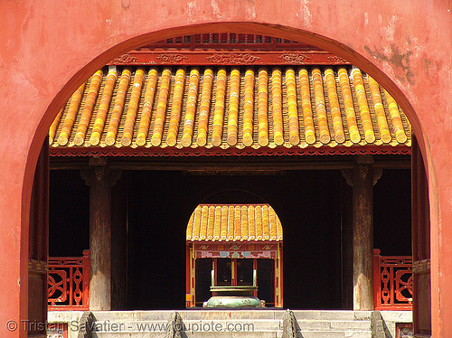 forbidden city (hue) - vietnam, architecture, citadel, forbidden city, historical, hué, orange, red, vaults