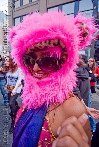 fuzzy hood - pink, fluffy, fuzzy, hat, hood, pink, woman