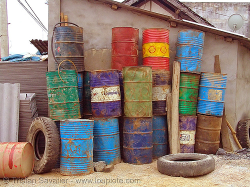 gasoline barrels in gas station - vietnam, fuel, gas station, gasoline barrels, oil barrels, petrol station, quản bạ, tám sơn