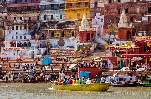 ghats of varanasi - ganges river (india), ganga, ganges river, ghats, hindu, hinduism, pilgrims, river boats, varanasi
