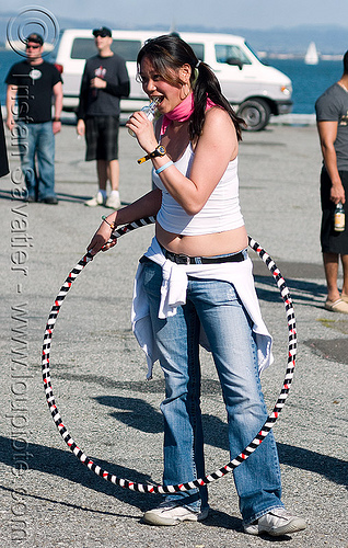 girl hula hooping at renegade party (san francisco), cristina, hula hoop, hula hooper, hula hooping, woman