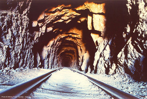 gold mine - tunnel - rails, burro schmidt tunnel, burro schmidt's tunnel, garlock, gold mine, mine tunnel, rail tracks, railroad tracks, railway tracks, train tracks, underground mine