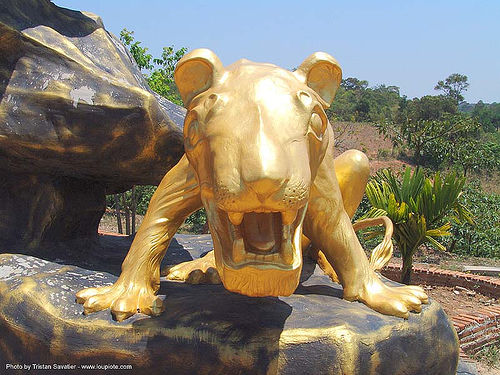 golden tiger - hindu park near phu ruea, west of loei (thailand), golden color, hindu, hinduism