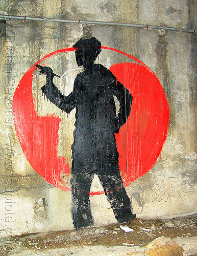 graffiti artist - muriel habert, graffiti artist, muriel habert, paint, painting, red circle, silhouette, street art