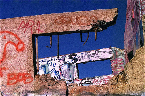 graffiti in ruined building (san francisco), concrete, graffiti, ruins, windows