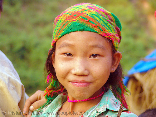 green hmong tribe girl - vietnam, child, colorful, girl, green hmong, hill tribes, hmong tribe, indigenous, kid