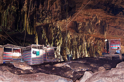 gua niah - natural cave (borneo), bird-nest gatherers, birds-nest, borneo, cabin, camp, caving, gua niah, malaysia, men, natural cave, niah caves, resting, sitting, spelunking