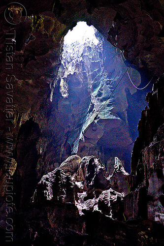gua niah - sinkhole in roof of natural cave - niah caves (borneo), backlight, borneo, cave mouth, caving, gua niah, malaysia, natural cave, niah caves, sinkhole, spelunking