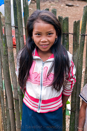 h'mong (hmong) girl (laos), child, colorful, fence, hill tribe, hmong, kid, little girl
