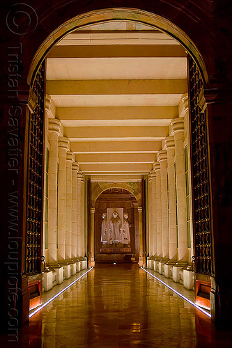 hallway with columns - ambedkar park - lucknow (india), ambedkar memorial, ambedkar park, architecture, inside, interior, lucknow, monument, night, vanishing point