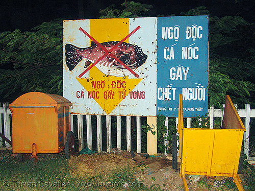 hazard sign - this fish is poisonous! - vietnam, hazard sign, poisonnous fish, warning sign