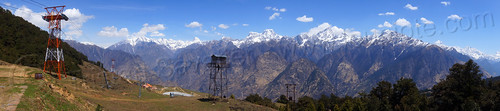 himalaya mountains panorama from auli ski resort (india), aerial lift pylon, haathi parvat, landscape, mountains, panorama, ski lift