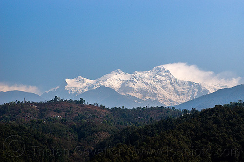 himalchuli mountain - himalayas (nepal), forest, hills, himalchuli, landscape, mount, mountains, peak, snow, summit