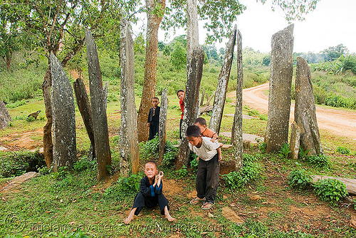 hin tang archaeological park - hua phan menhirs (laos), archaeology, child, hintang archaeological park, hintang houamuang, kids, megaliths, memorial stones, menhirs, monoliths, san kong phanh, standing stones