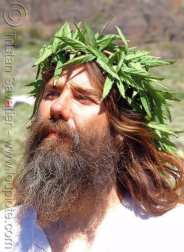 hippie jesus with weed crown - rainbow gathering, ganja, hemp, hippie, jesus christ, leaves, man, weed