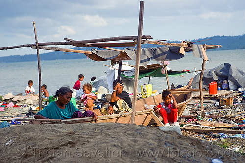 homeless living on boats, borneo, encampment, garbage, homeless camp, lahad datu, malaysia, ocean, poor, sea, seashore, small boats, trash, wasteland