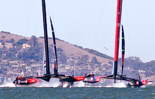 hydrofoil catamarans - sailboats, ac72, advertising, america's cup, bay, boats, fast, foiling, hydrofoil catamarans, hydrofoiling, ocean, race, racing, sailboats, sailing hydrofoils, sea, ships, speed, sponsors