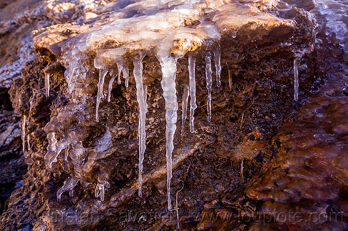 icicles hanging off rock, buckeye hot springs, california, eastern sierra, ice, icicles, rock