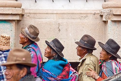 indigenous quechua people (bolivia), bolivia, bowler hats, hat, indigenous, men, potosí, quechua
