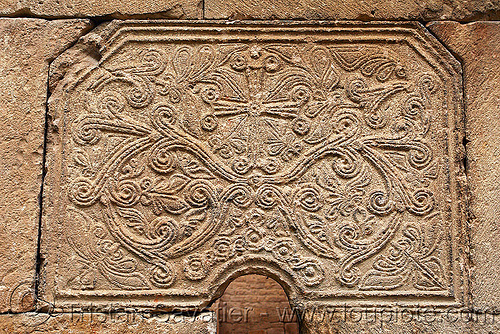 işhan monastery - low relief stone carving - georgian church ruin (turkey country), byzantine architecture, christian cross, decoration, detail, floral, geometric, georgian church ruins, ishan church, ishan monastery, işhan, low-relief, motives, orthodox christian