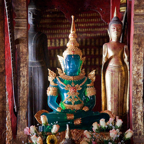 jade buddha - luang prabang (laos), buddha image, buddha statue, buddhism, buddhist temple, cross-legged, jade, luang prabang, sculpture