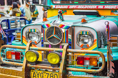 jeepney front grill (philippines), baguio, colorful, decorated, front grill, jeepneys, painted, truck