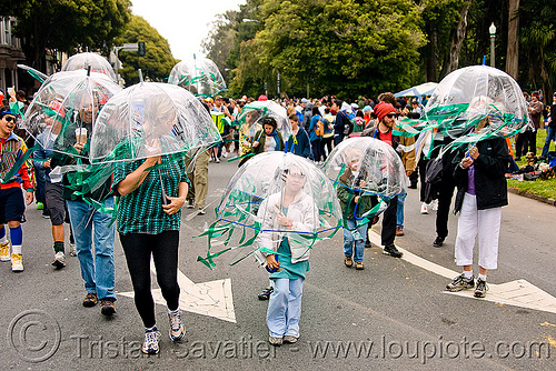 jellyfish costumes - bay to breaker footrace and street party (san francisco), bay to breakers, footrace, jellyfish costumes, street party, transparent umbrellas