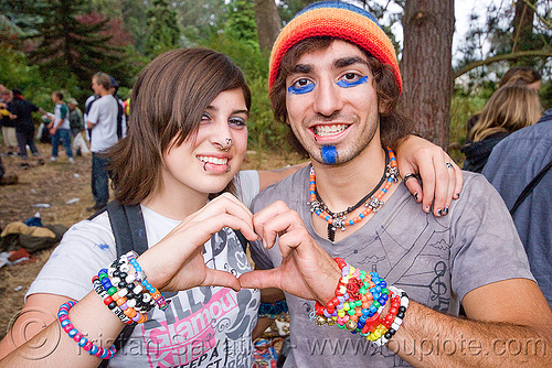 kandi couple making heart sign, beads, bracelets, clothing, fashion, finger heart, heart sign, jess, kandi kid, kandi raver, man, party, sergio nunez