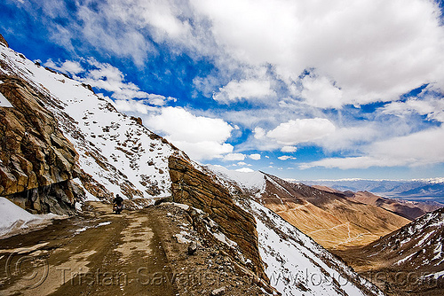 khardungla pass - ladakh (india), khardung la pass, ladakh, motorcycle touring, mountain pass, mountains, road, snow