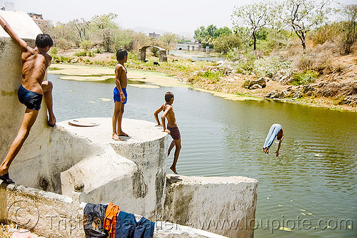 kids diving in lake - udaipur (india), bathing, child, dive, diving, kids, lake, udaipur