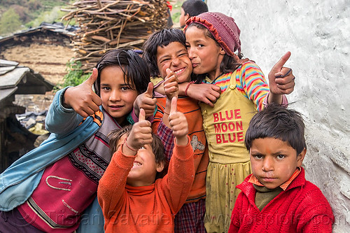kids in himalayan village (india), blue moon blue, boys, children, girls, janki chatti, kids, knit cap, village
